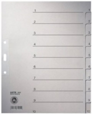 Register 1-10 A4 Tauenpapier Leitz 100g grau 240x300mm (1232-00-85)