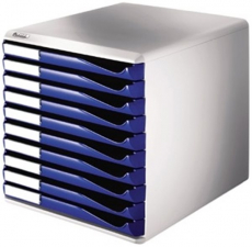 Bürobox mit 10 Schüben Leitz lichtgrau/blau 290x285x355 mm (HxBxT) (5281-00-35)