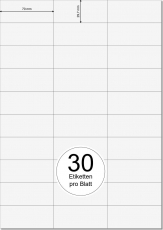 PRINTATION Papier-Etiketten (B70xH29,7mm) 500xA4 à 30 Eti.