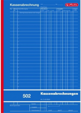 Formularblock Kassenabrechnung A4 2x 50 Blatt Blaupapier Herlitz (Nr. 502)