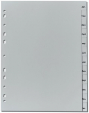 Register Jan-Dez A4 PP-Folie Herlitz, 225x297mm, Eurolochung