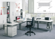 Sichtblende für Arbeitstisch gelocht, silber, Tischbreite 1200mm