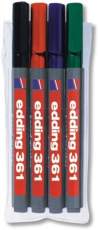 Boardmarker Edding 361 1.0mm farbig sortiert 4er Etui (schwarz, blau, rot, grün)