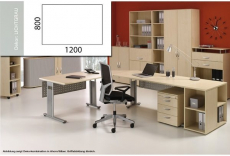 Arbeitstisch Lissabon B1200xT800xH680-820mm Lichtgrau Tischform: Rechteck