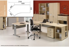 Arbeitstisch Lissabon B2166xT1131xH680-820mm Buche Tisch Freiform 135° links