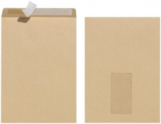 Kuvert 10x C5=162x229mm, mit Fenster, braun, Haftklebung