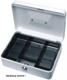Geldkassette abschließbar mit Kunststoffeinsatz silber,195 x 145 x 95 mm Alco