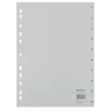 Register 1-10 A4 Plastik PP-Folie, grau, 225x297mm, Eurolochung