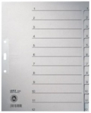 Register 1-12 A4 Tauenpapier Leitz 100g grau 240x300mm (1233-00-85)