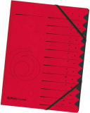 Ordnungsmappe 12 Fächer rot Herlitz mit Sichtlöchern 2 Gummizügen für DIN A4