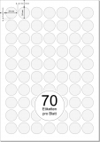 PRINTATION Papier-Etiketten Durchmesser 24mm 25xA4 à 70 Eti.